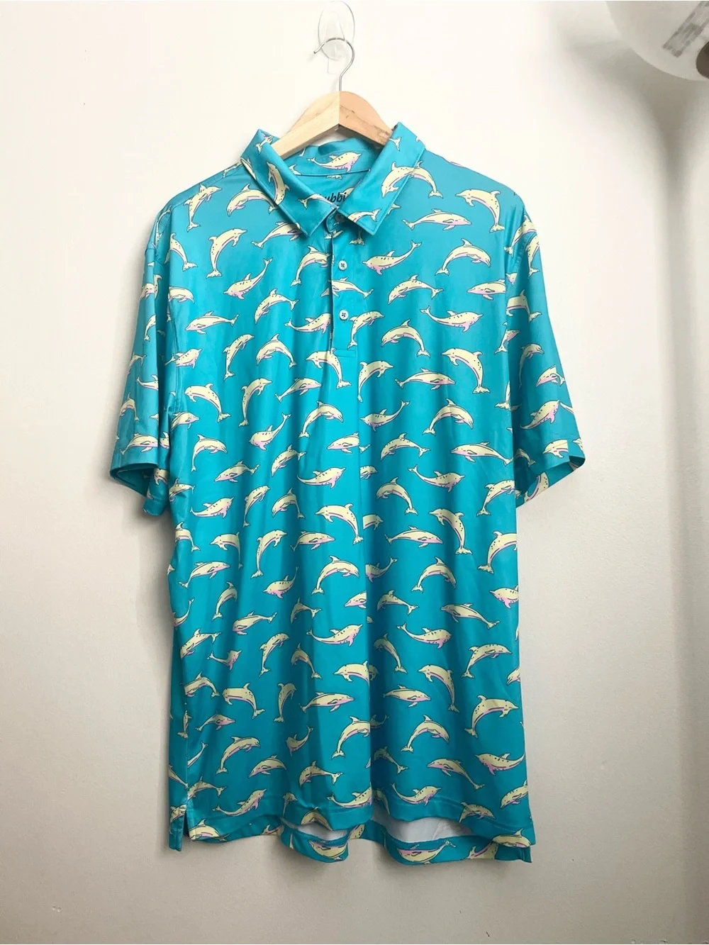 Chubbies The Flying Dolphins Performance Golf Polo Shirt Teal Blue Men XXL - Picture 2 of 9